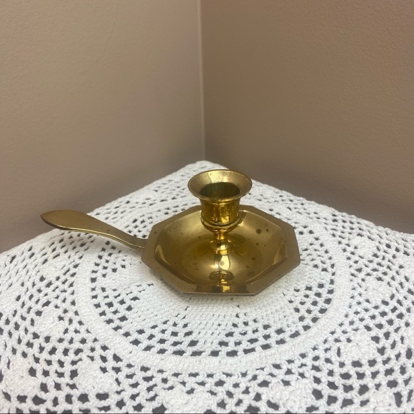 Vintage mini brass candlestick holder